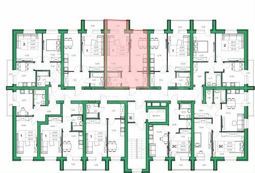 1-к. квартира, 42,8 м², 6/9 эт.