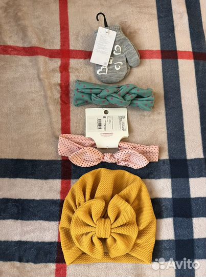 Шапочка, повязки, варежки на 1-2 года