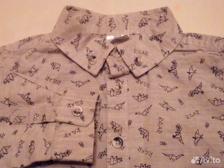 Рубашка с динозавриками 2-3г, F&F (оригинал)