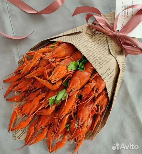 Букеты из раков и морепродуктов