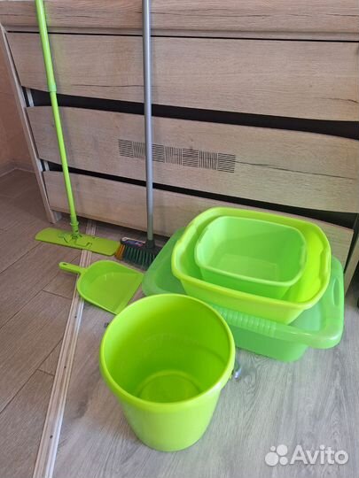 Набор для уборки (ведро,тазы,швабра,щетка,совок)