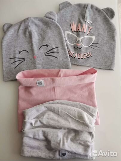 Детские тонкие шапочки, снуды