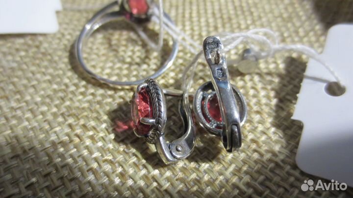 Комплект(серебро/чернение,рубин/сетал. 19)