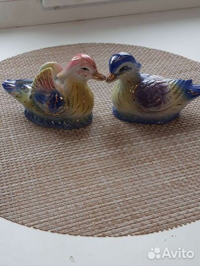 Фарфоровые статуэтки птички мандаринки 2 шт