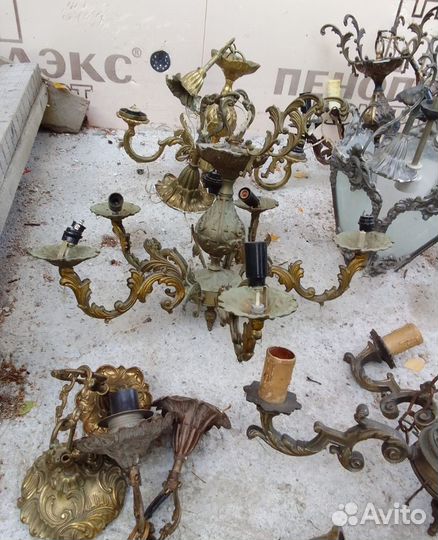 Старые бронзовые люстры СССР
