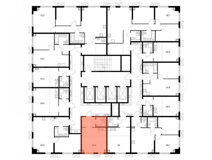 Квартира-студия, 25,5 м², 11/33 эт.
