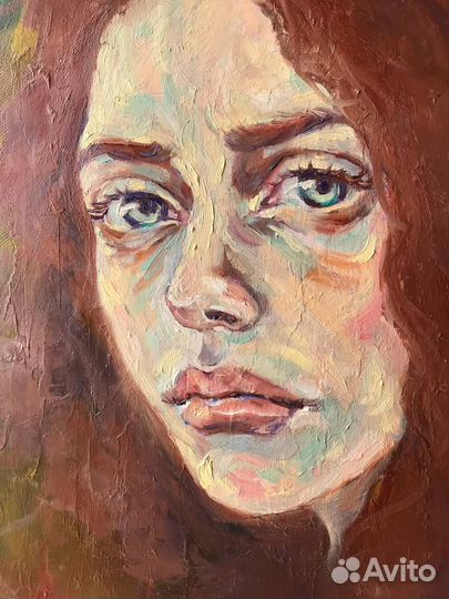 Картина маслом большая рыжая девушка масло холст