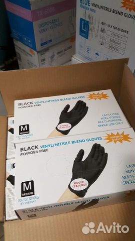 Нитрил-виниловые чёрные перчатки размера M