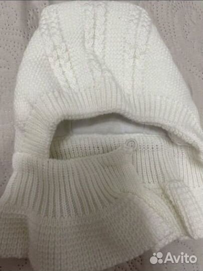 Шапка детская на новорожденного Журавлик со снудом