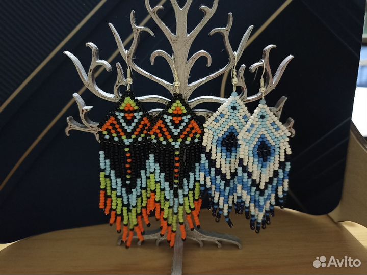 Серьги с бахромой