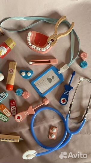 Деревянные игрушки, набор врача стоматолога