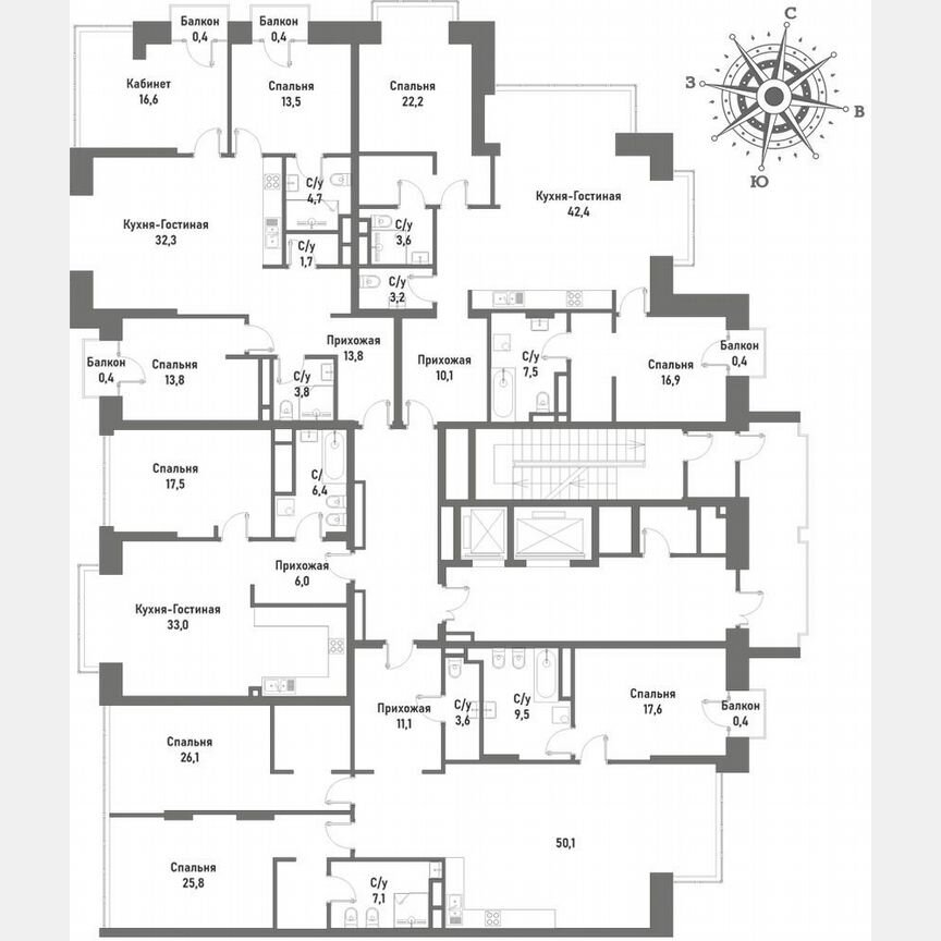 1-к. квартира, 62,9 м², 9/15 эт.