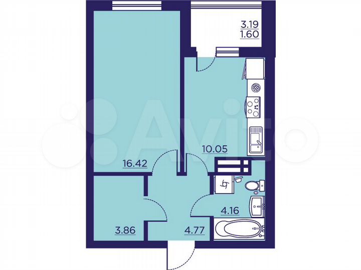 1-к. квартира, 40,9 м², 17/18 эт.