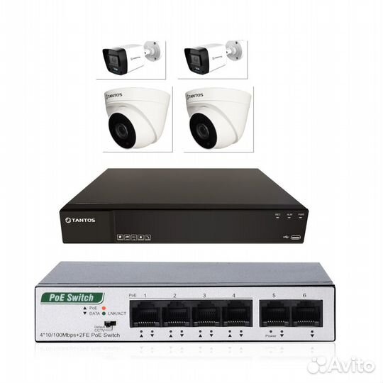Видеонаблюдение tantos-NVR на 4 камеры для дома