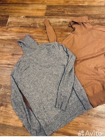 М Водолазка кашемир серый и песочный
