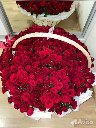 Розы с доставкой корзина 101 /201/301/501/1001 шт