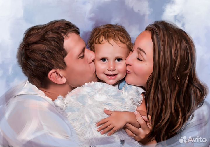 Портрет по фотографии. Подарок на Новый год