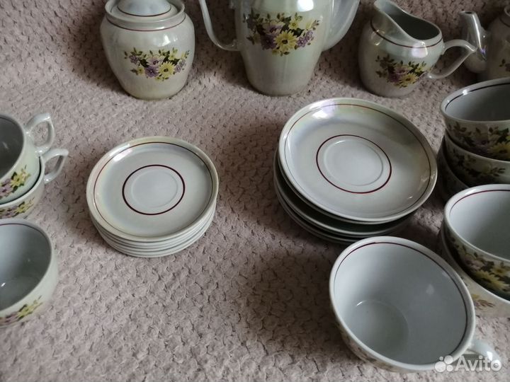 Сервиз чайный кофейный СССР фарфор, 34 предмета