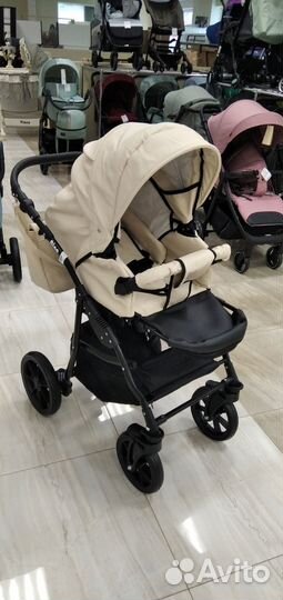 Коляска 2 в1 Nino короб+прогулка Кожа Beige