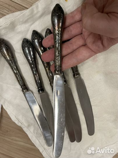 Ножи СССР, набор мельхиор посеребреный