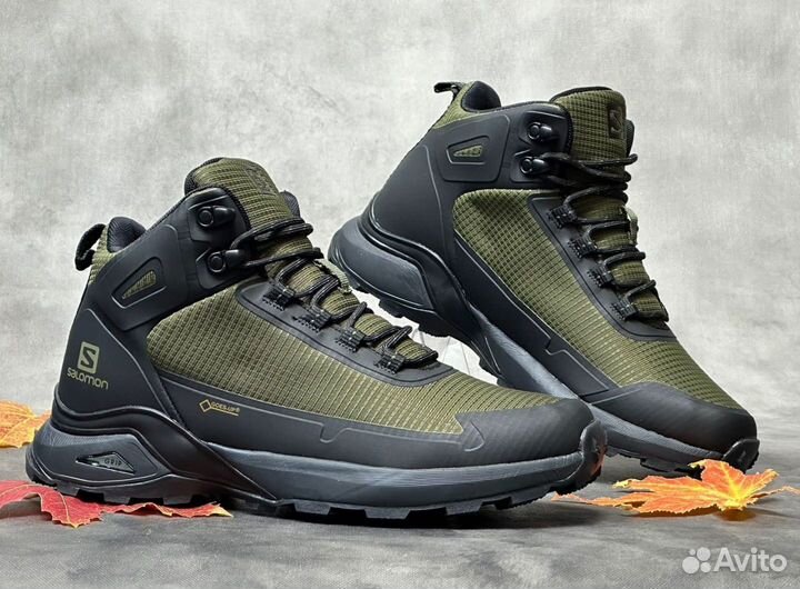 Теплые ботинки Salomon Gore-Tex Green с мехом