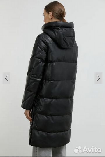 Женский кожаный пуховик 46-48