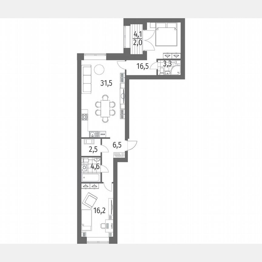 2-к. квартира, 83,2 м², 12/13 эт.