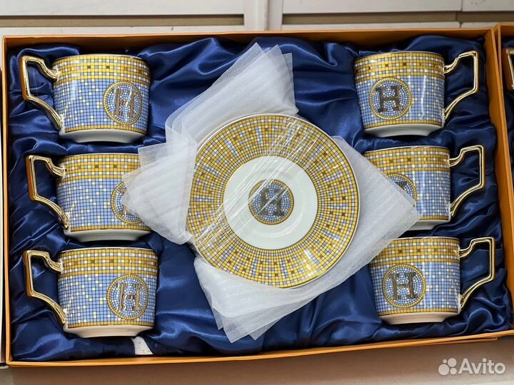 Чайный и кофейный сервиз на 6 персон стиле Hermes