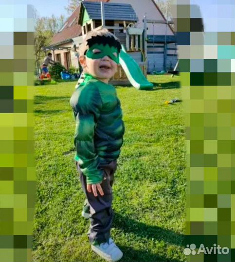 Костюм Халка с маской из фетра (есть кулаки) Новые