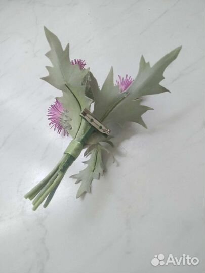 Брошь-бутоньерка из фоамирана 'Чертополох'