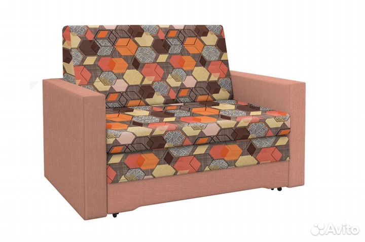 Диван выкатной Виктория-5 с узором розовый