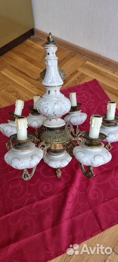 Люстра потолочная бронза фарфор Югославия