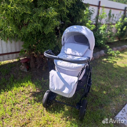 Коляска 3 в 1 indigo+люлька экокожа