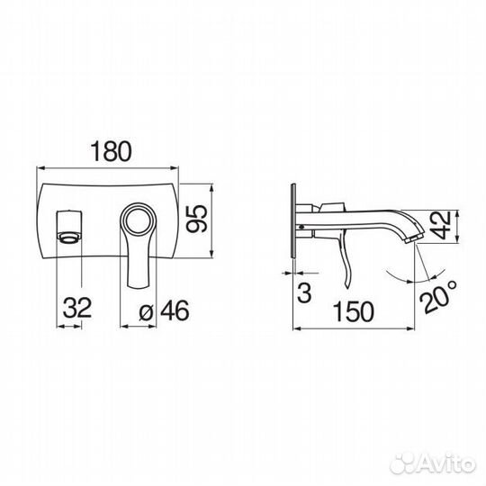 SI98198BR sofi смеситель (внешняя часть) 150, брон