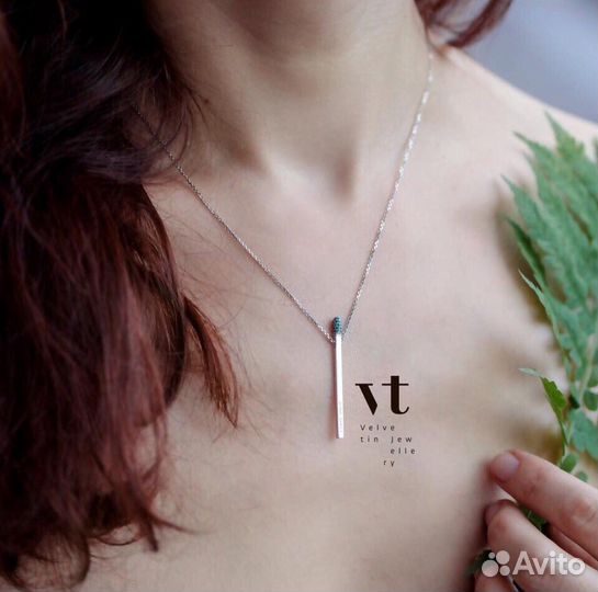 Подвеска спичка серебряная