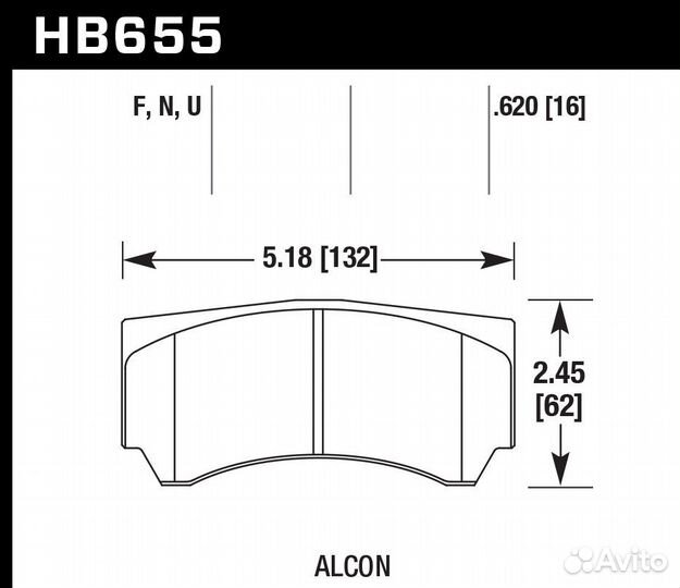 Колодки тормозные HB655U.620 hawk DTC-70 Alcon 16