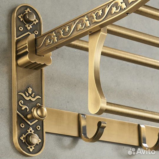 Полка в ванную для полотенец алюминий бронза