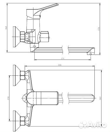 Смеситель для ванны 200мм+акс Eiger EG30