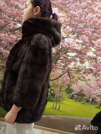 Шуба норковая с капюшоном 48 50 длинная