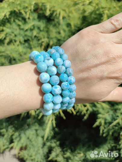 Ларимар натуральный 6 мм, 8 мм, 10 мм