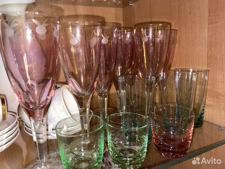 Фужеры бокалы, стопки, рюмки СССР цветное стекло