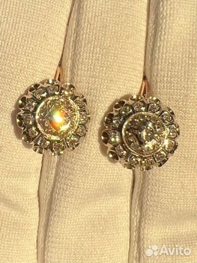 Советские серьги с якут бриллиантами Ленинград