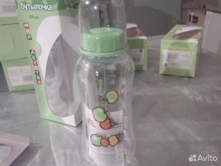 Бутылочка с ручками с талией с соской 300мл