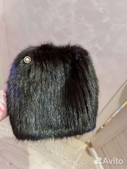 Шапка норковая вязаная женская