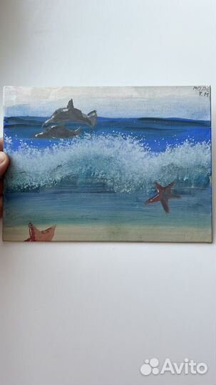 Картина маслом на холсте цветы море