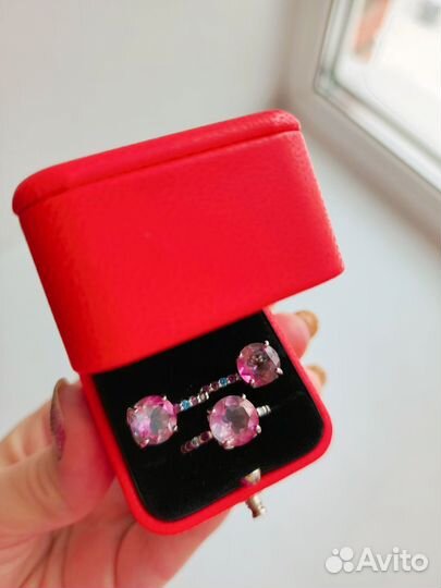 Серебряный комплект серьги и кольцо