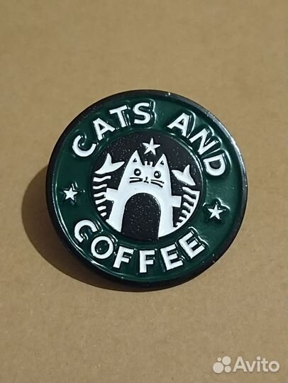 Коты и кофе значок пин Cats and Coffee Starbucks