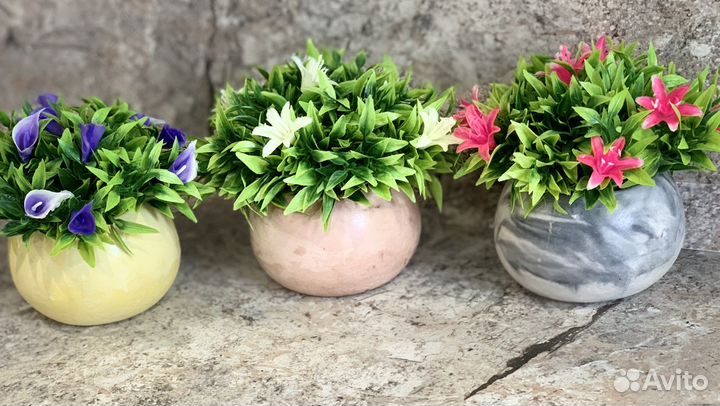 Гипсовое кашпо с зеленью