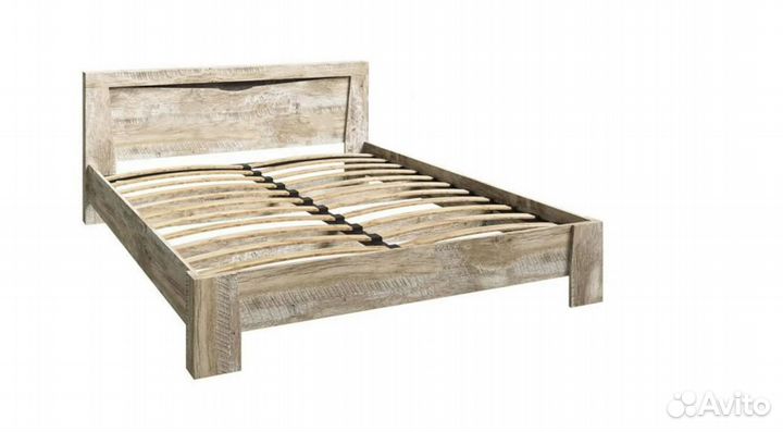 Кровать Ривьера 1.6 м дуб юкон / бетон темный