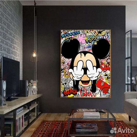 Стильная картина маслом Микки-Маус